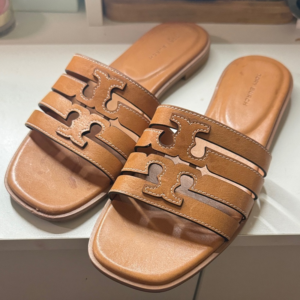 Tory Burch Brown Slide Sandals